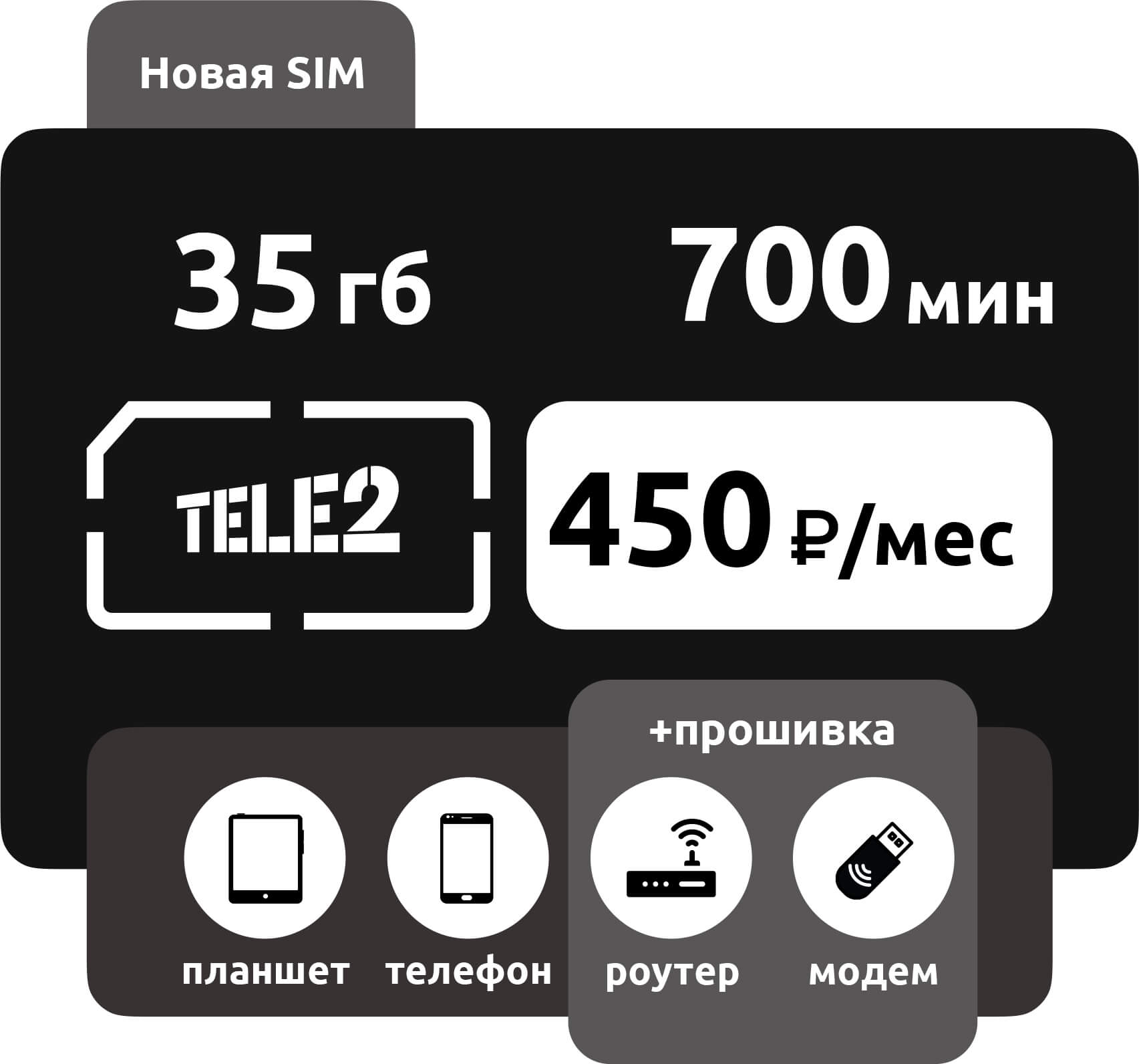 SIM-карта Теле2 Прозрачные границы L: купить с доставкой по России в  интернет-магазине