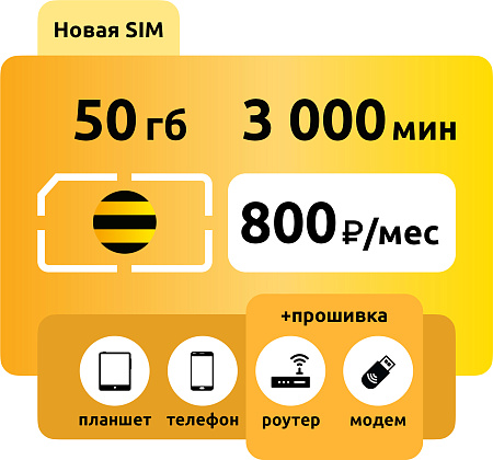 SIM-карта Билайн Яркое Решение 800 M