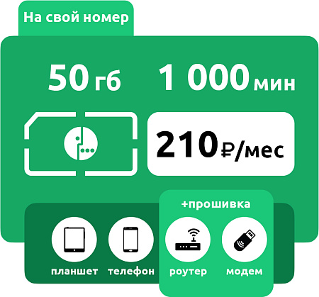 SIM-карта Мегафон Relax M 210 руб/мес (50 ГБ)
