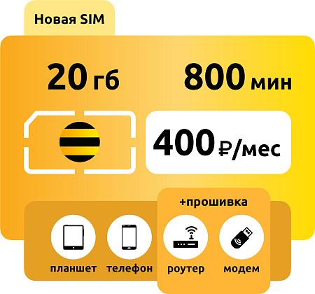 SIM-карта Билайн Яркое Решение 400 L