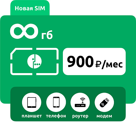 SIM-карта Мегафон 900 безлимит по РФ