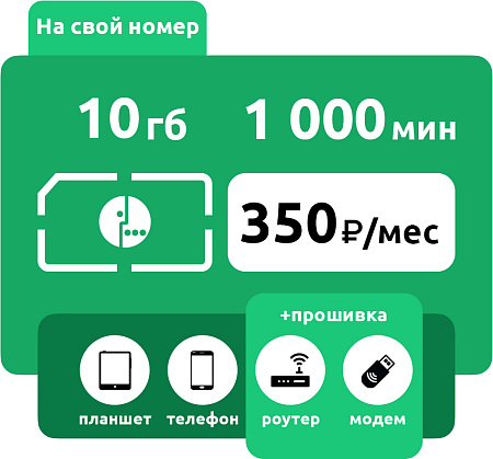 SIM-карта Мегафон Универсальный 350 руб/мес (10 ГБ)