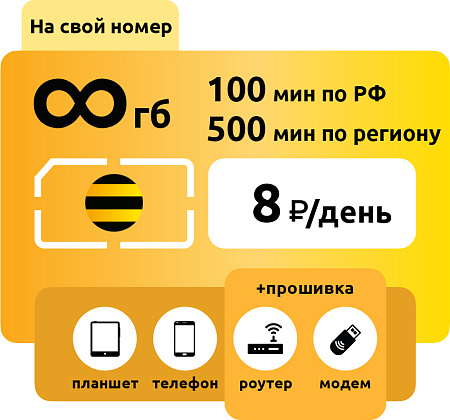 SIM-карта Билайн Вихрь 8 руб/день